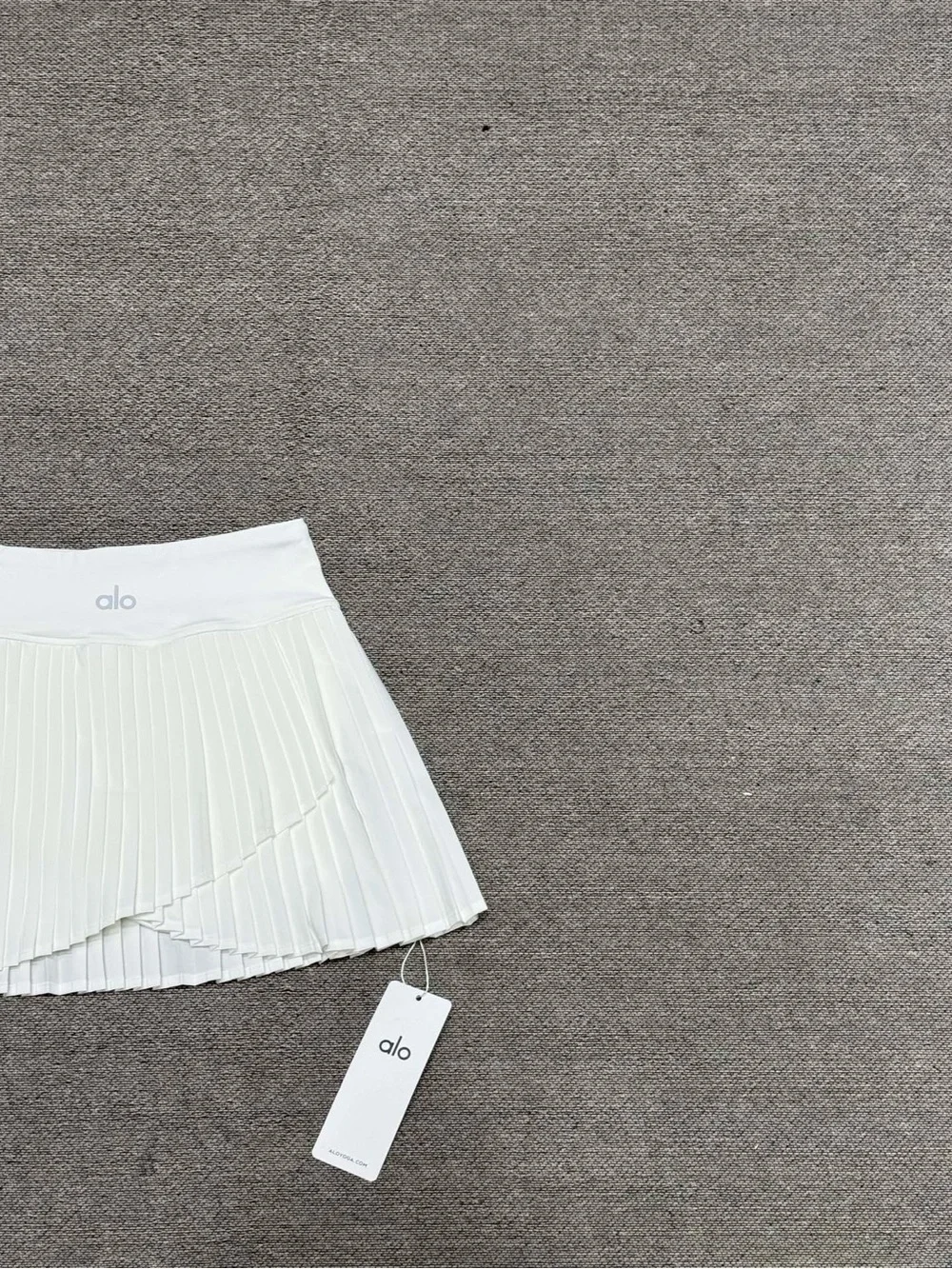 ALO Yoga White Pleated Circle Skirt with Wrap Overlay